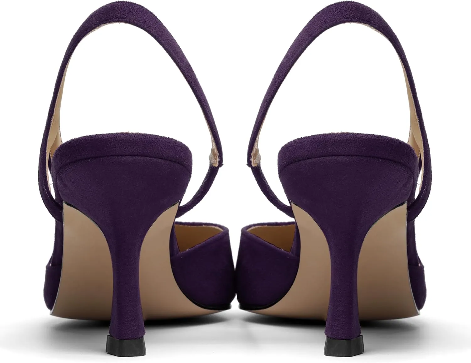 KUOARN Womens Suede Work Pointed Toe Dress Slingback Slip On Stiletto High Heel Pumps Shoes 2.7 Inch