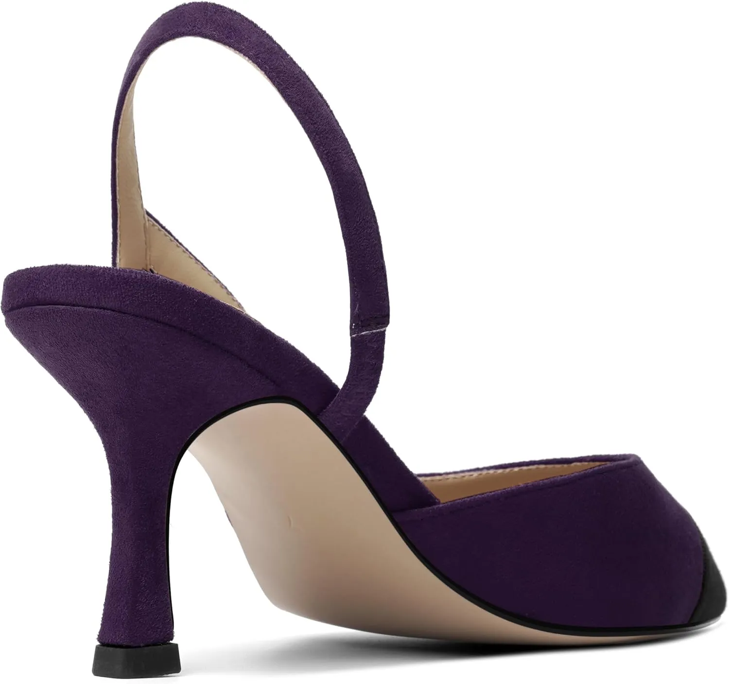 KUOARN Womens Suede Work Pointed Toe Dress Slingback Slip On Stiletto High Heel Pumps Shoes 2.7 Inch