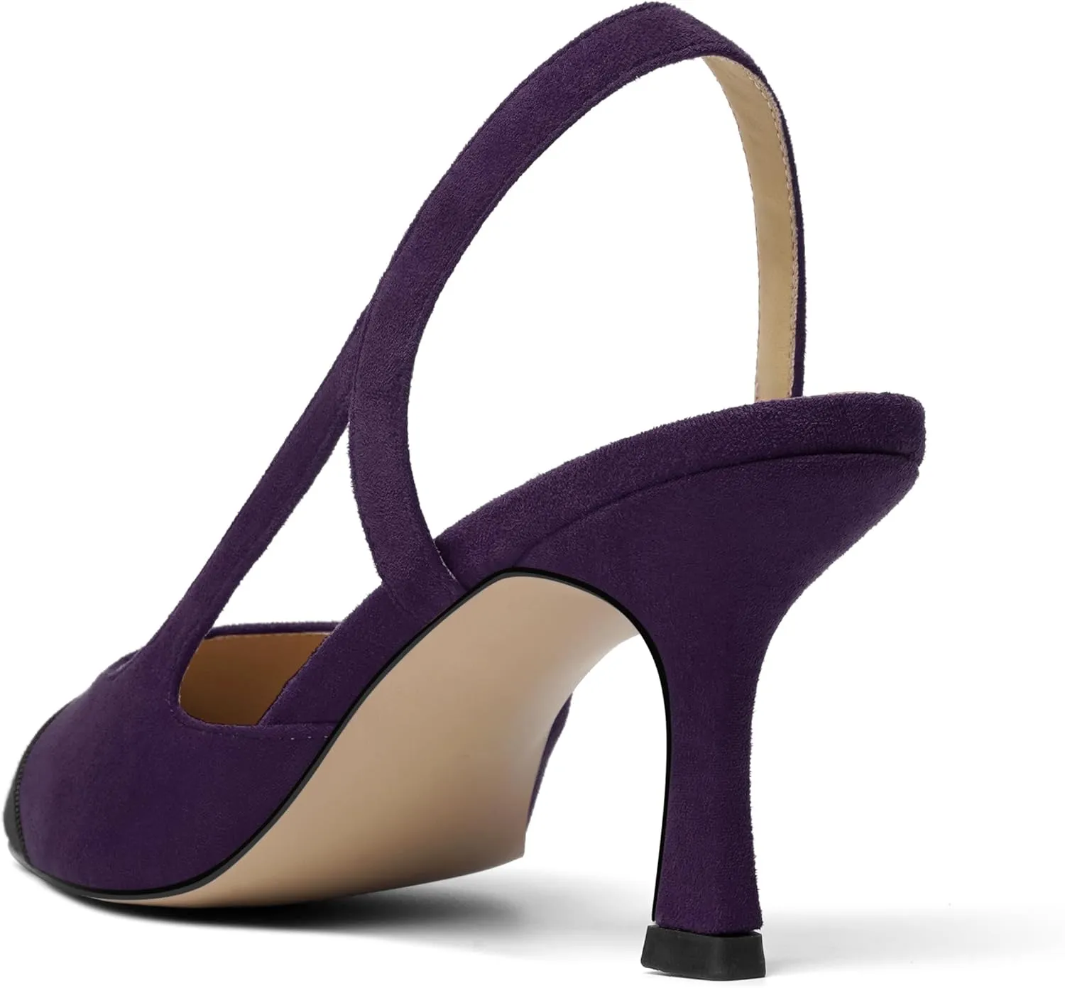 KUOARN Womens Suede Work Pointed Toe Dress Slingback Slip On Stiletto High Heel Pumps Shoes 2.7 Inch