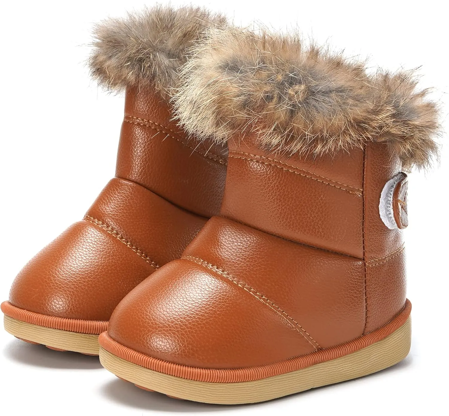 KVbabby Toddler boots Kids Snow Boots Girl's Warm Winter Boots Waterproof Boot PU Leather Non-slip