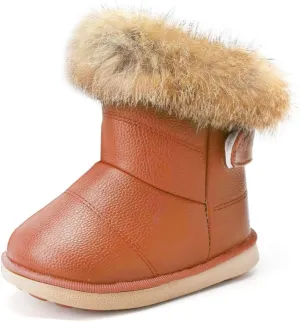 KVbabby Toddler boots Kids Snow Boots Girl's Warm Winter Boots Waterproof Boot PU Leather Non-slip