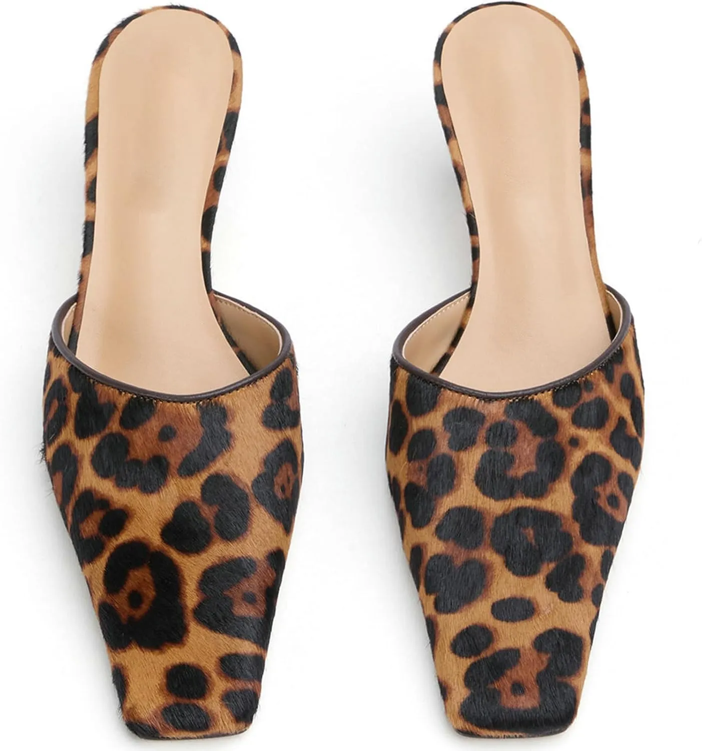 KysBloes Kitten Heel Mules for Women Square Toe Slip On Pumps Low Heel Slides Backless Dress Casual Shoes