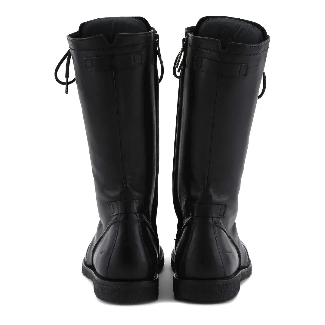 Lace-up boots w. zipper wide fit