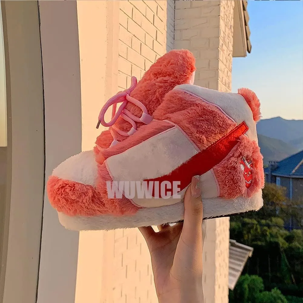 LAPRBY Sneaker Slippers Non Slip Sole Indoor House Plush Slippers Unisex Indoor Floor Cotton Shoes