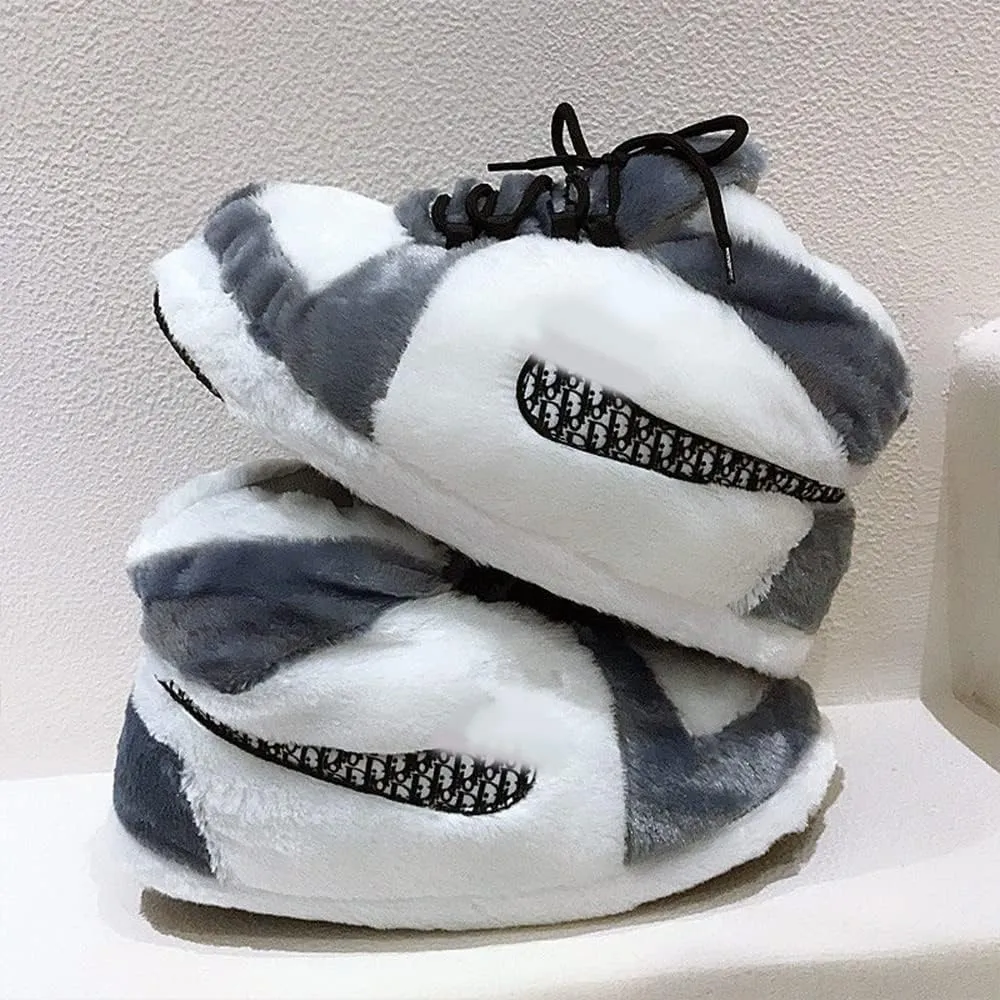 LAPRBY Sneaker Slippers Non Slip Sole Indoor House Plush Slippers Unisex Indoor Floor Cotton Shoes