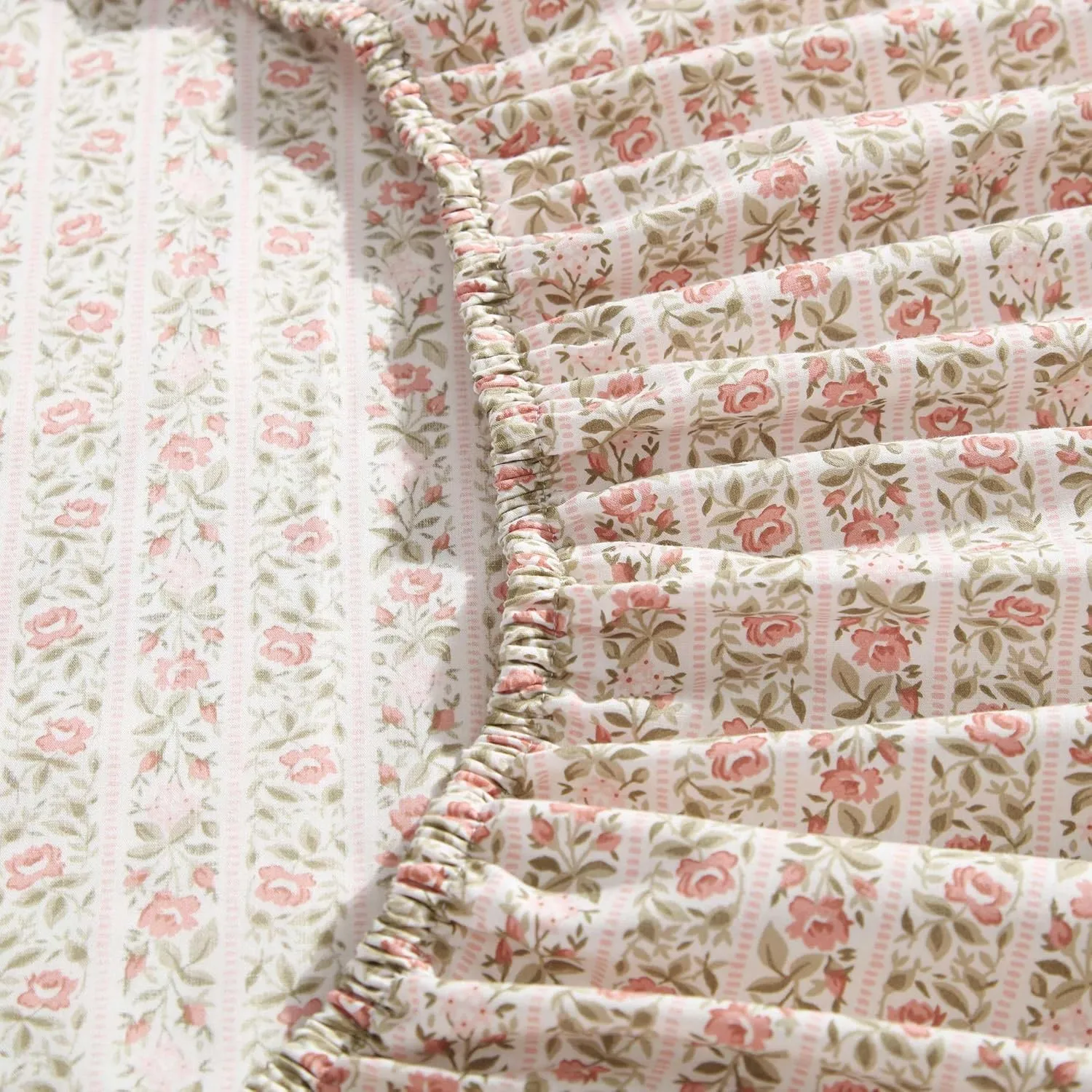 Laura Ashley - Twin Sheets, Cotton Percale Bedding Set, Lightweight & Breathable Home Decor, Oeko-Tex Certified (Marta Stripe Pink, Twin)