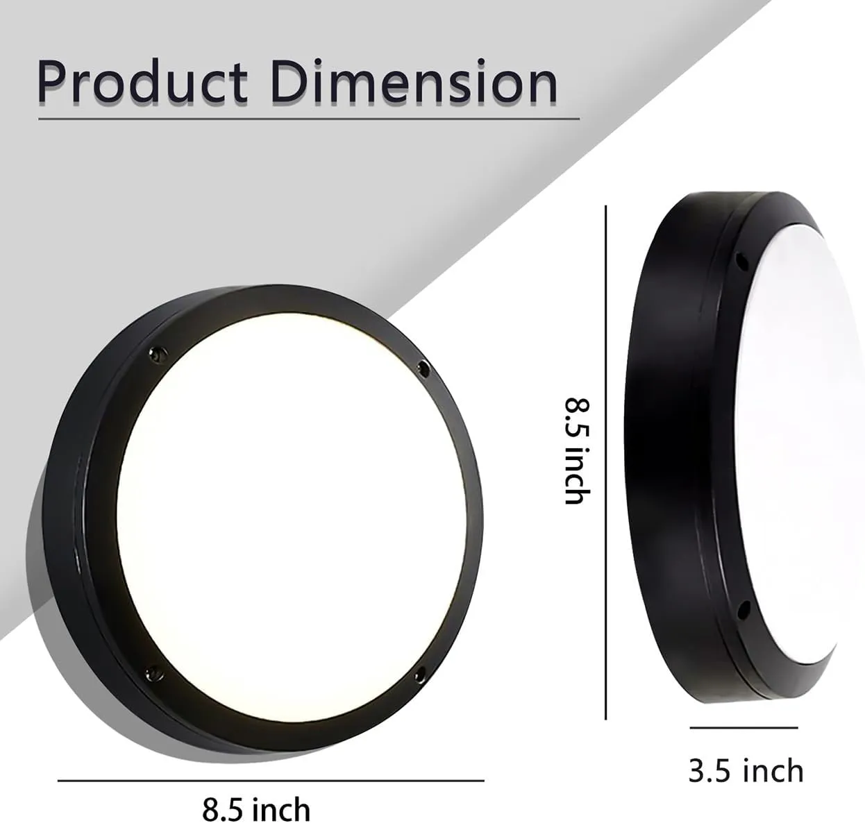LED Ceiling Light,8.5Inch Outdoor Wall Lights,IP65 All Aluminum Sealed Damp,3000k,15W Round Modern Simple Porch Light, for Flat Walls or Ceilings in Wet Areas.