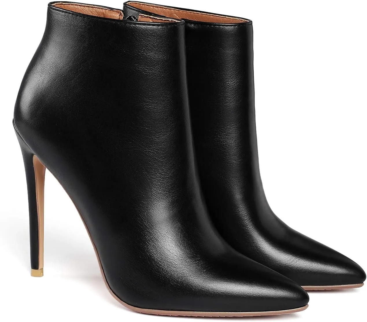 LEHOOR Women Stilettos Booties Pointed Closed Toe Side Zipper 5 Inch High Heel Ankle Boots Patent Leather Concise Elegant Office Shoes