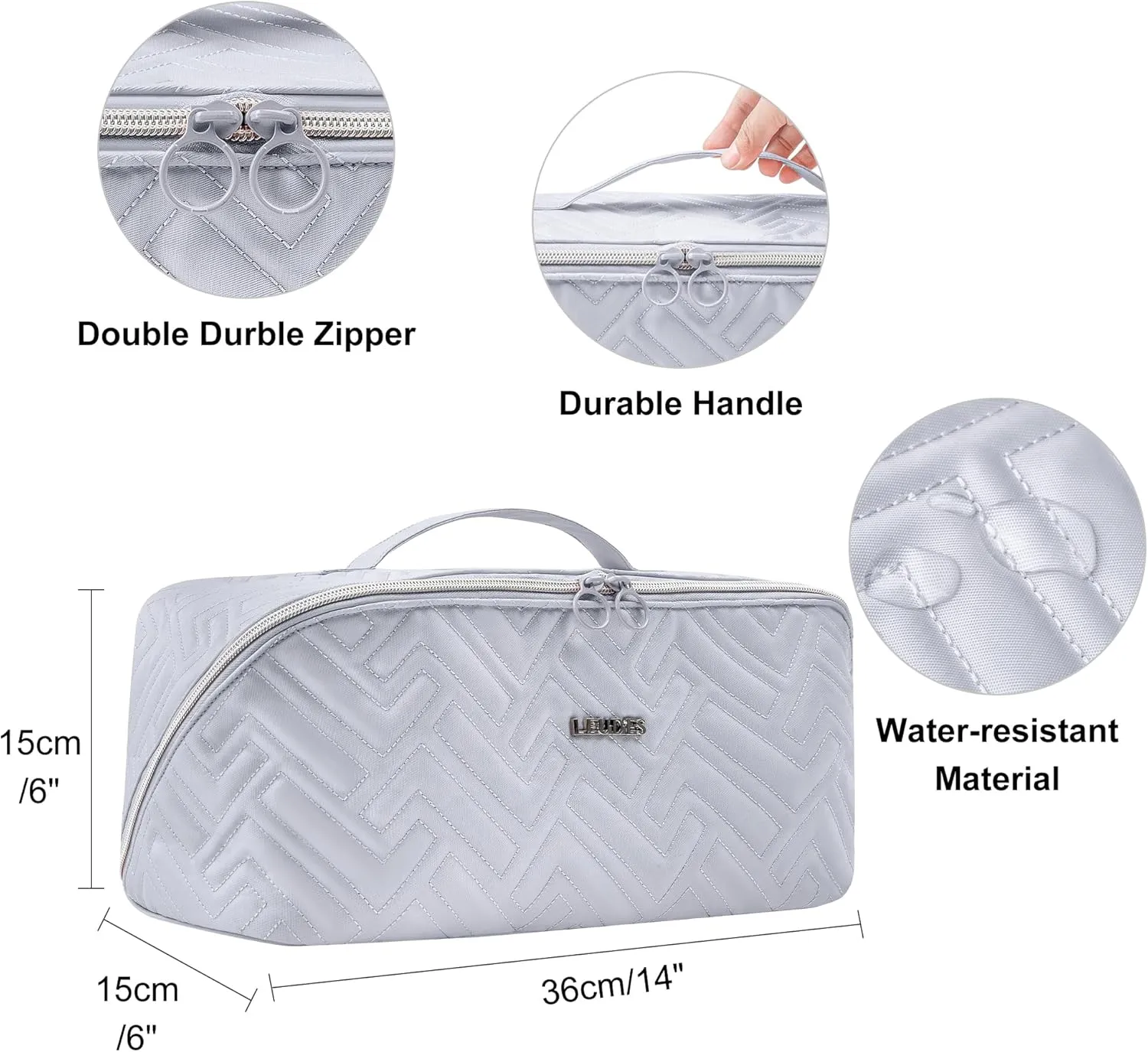 Leudes Hair Tools Travel Bag For Dy son Airwrap Hair Dryer Shark Flex Style Carrying Case Travel Makeup Bag Portable Pouch Open Flat Packing Organizers with Divider and Handle (Light Grey)
