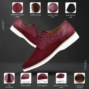LIBERTYZENO Mens Textile and Lizard Print Genuine Leather Adults Lace Up Casual and Party Dress Shoes for Prom Graduation