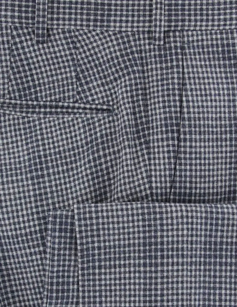 Light Gray Check Wool Blend Pants - Slim