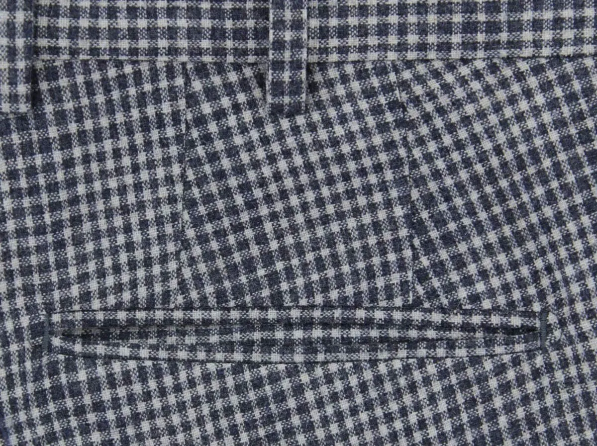 Light Gray Check Wool Blend Pants - Slim