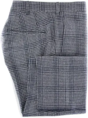 Light Gray Check Wool Blend Pants - Slim