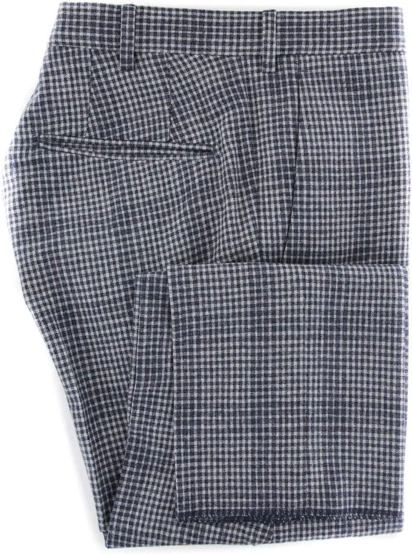 Light Gray Check Wool Blend Pants - Slim
