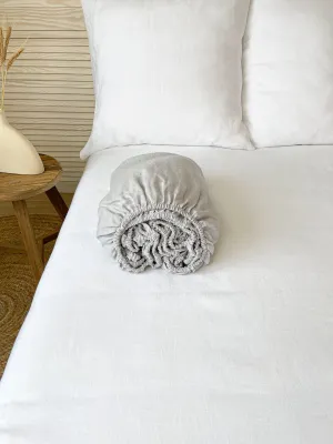 Light Grey Linen Fitted Sheet