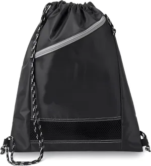 Light-weight Large Capacity Drawstring String Bag for Sports Gym Sackpack, Cinch Bag, Gymsack, Printable with Zipper (3 Pack)