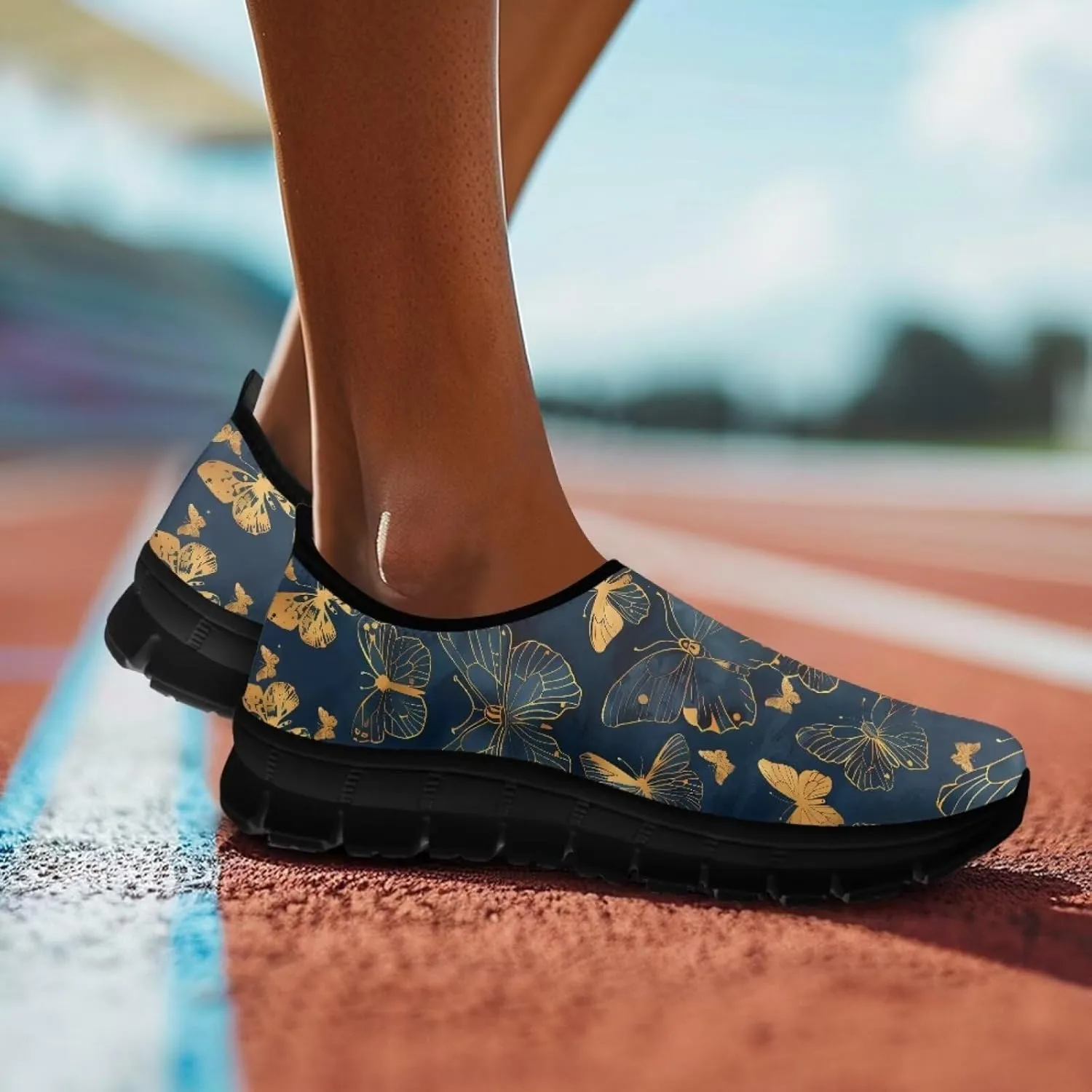 Light Weight Slip On Walking Shoes for Women,Breathable Athletic Running Shoes Anti Slip Gym Workout Shoes Lady Low Top Sneaker Jogging Shoes