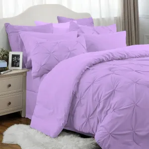 Lilac Emperor Comforter Set - 7 Piece Pinch Pleated Bed in a Bag - 600 Thread Count 100% Egyptian Cotton Bedding Set - (30 inch Deep Pocket Sheet Set and 500GSM Comforter)