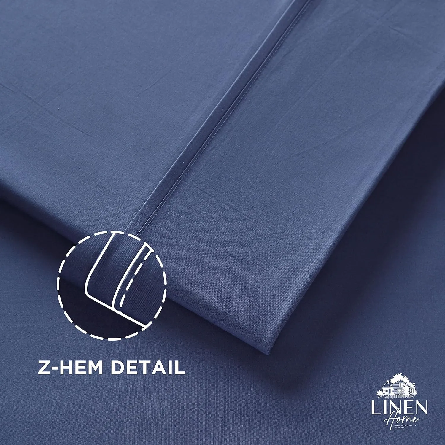 Linen Home 100% Cotton Percale 1 Flat Sheet, Twin Size - Crisp, Cool and Strong Bed Linen, Luxury Breathable Sheet, Dark Blue