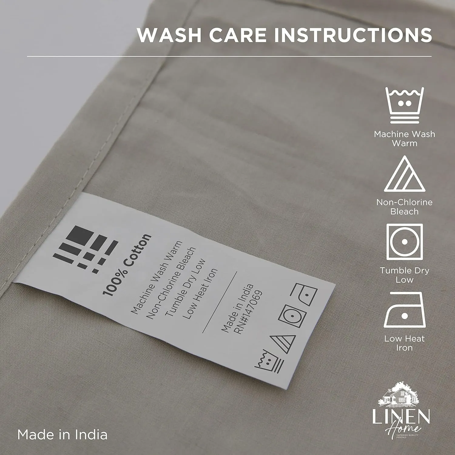Linen Home 100% Cotton Percale 1 Flat Sheet, Twin Size - Crisp, Cool and Strong Bed Linen, Luxury Breathable Sheet, Dark Blue