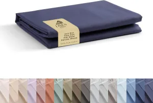 Linen Home 100% Cotton Percale 1 Flat Sheet, Twin Size - Crisp, Cool and Strong Bed Linen, Luxury Breathable Sheet, Dark Blue