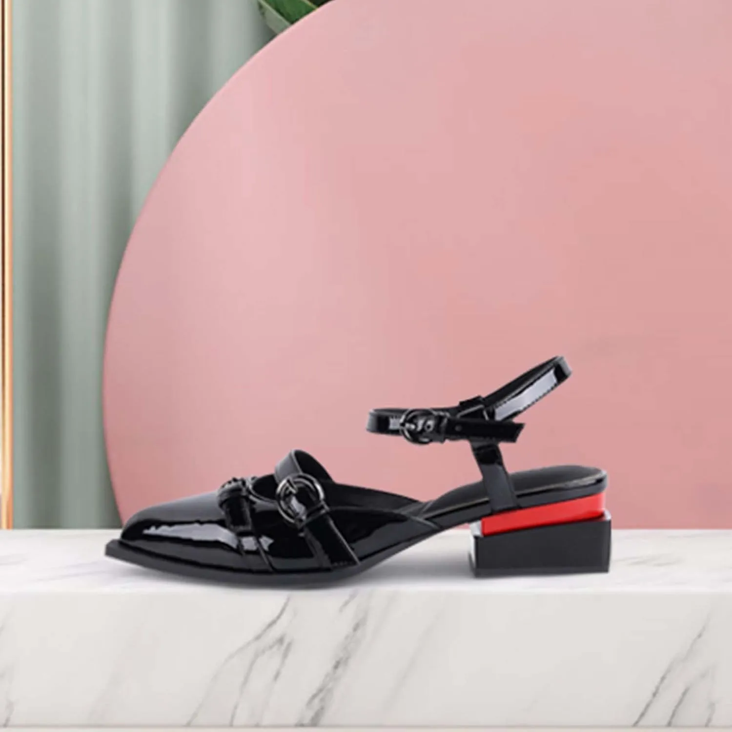 LingxiaUne Shoes for Women Fashion Forward Elegant Dressy Womens Pumps and Loafers with Low Chunky Heel and Sleek Pointed Toe Design Fashion Forward