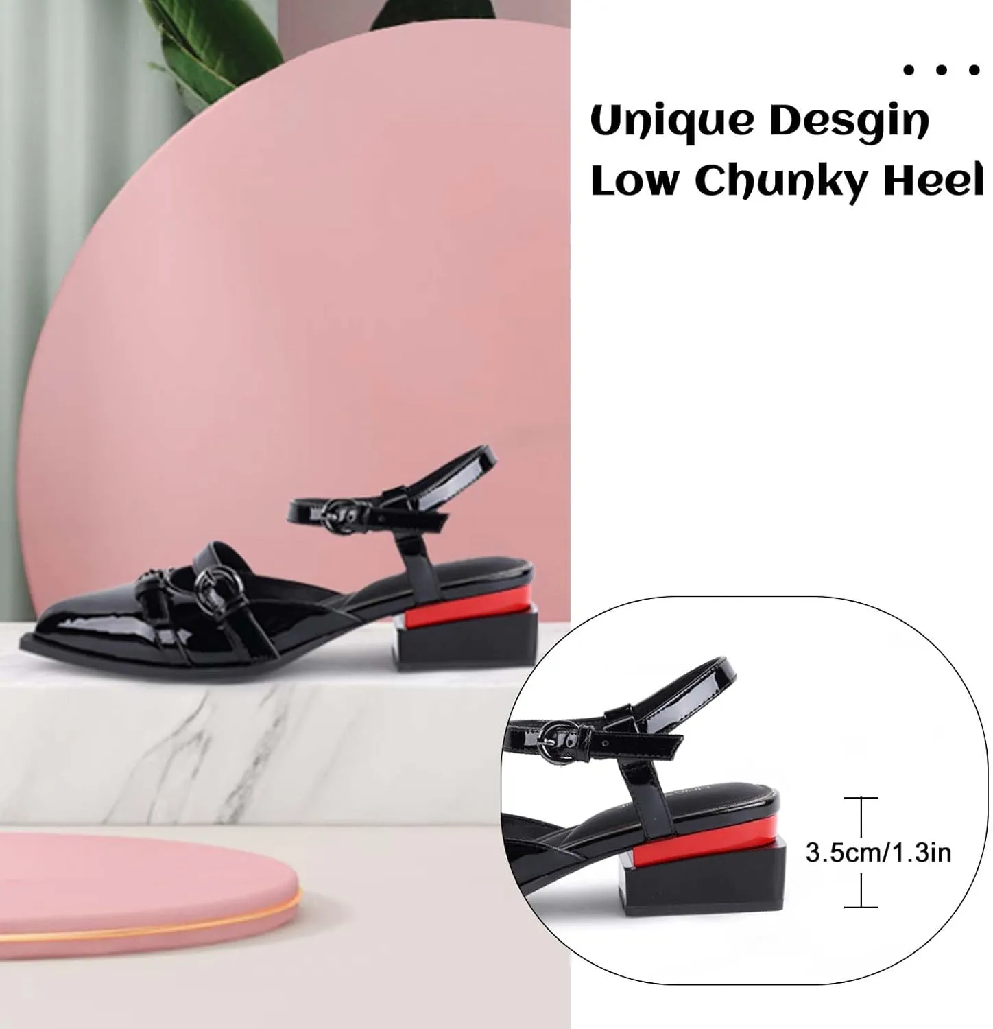 LingxiaUne Shoes for Women Fashion Forward Elegant Dressy Womens Pumps and Loafers with Low Chunky Heel and Sleek Pointed Toe Design Fashion Forward