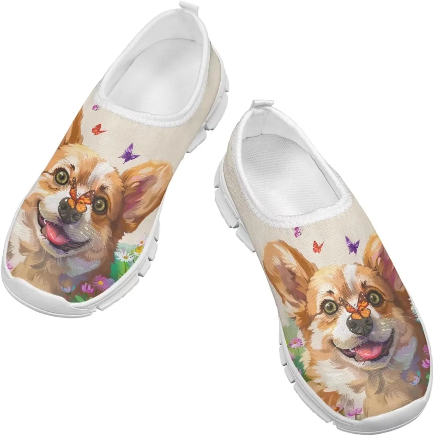 Little Kids Slip On Walking Shoes Breathable Athletic Fitness Shoe Light Elastic Sneakers for Indoor Outdoor Size 11-15 White Sole