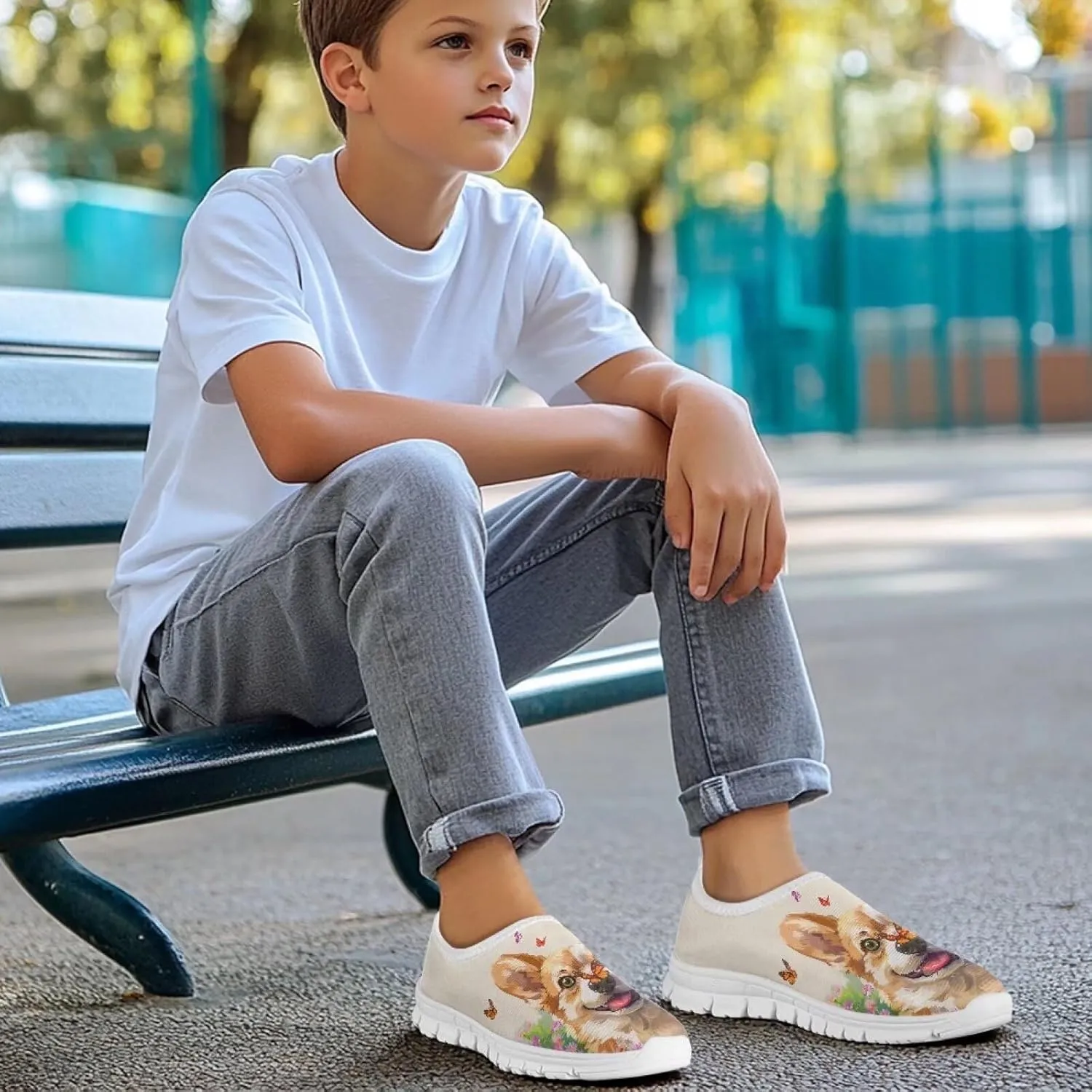 Little Kids Slip On Walking Shoes Breathable Athletic Fitness Shoe Light Elastic Sneakers for Indoor Outdoor Size 11-15 White Sole