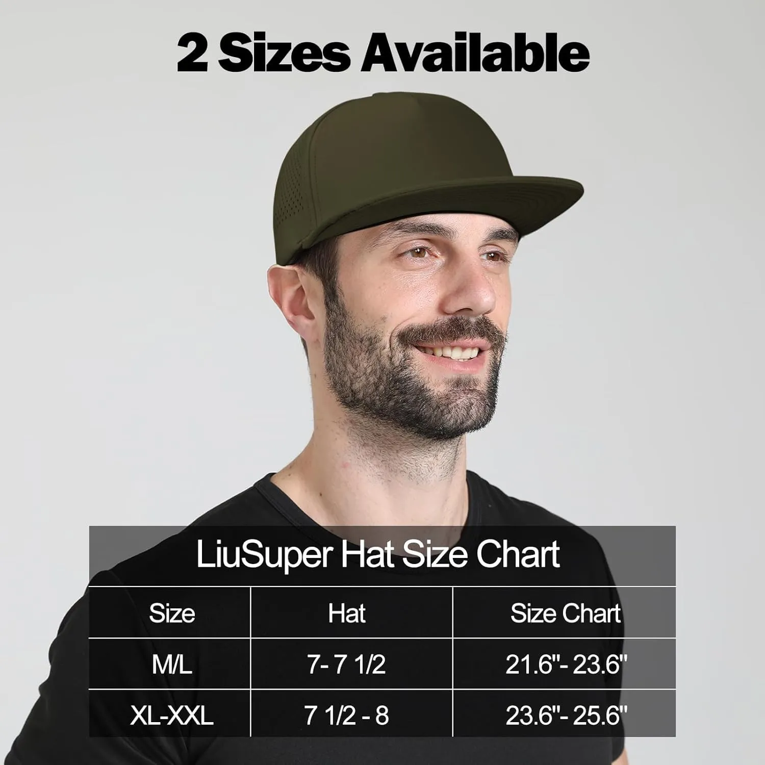LiuSuper Mens Snapback Hats Flat Brim 5 Panel Hats for Men Performance Quick Dry Laser Perforated Deep Baseball Cap(L/XXL)
