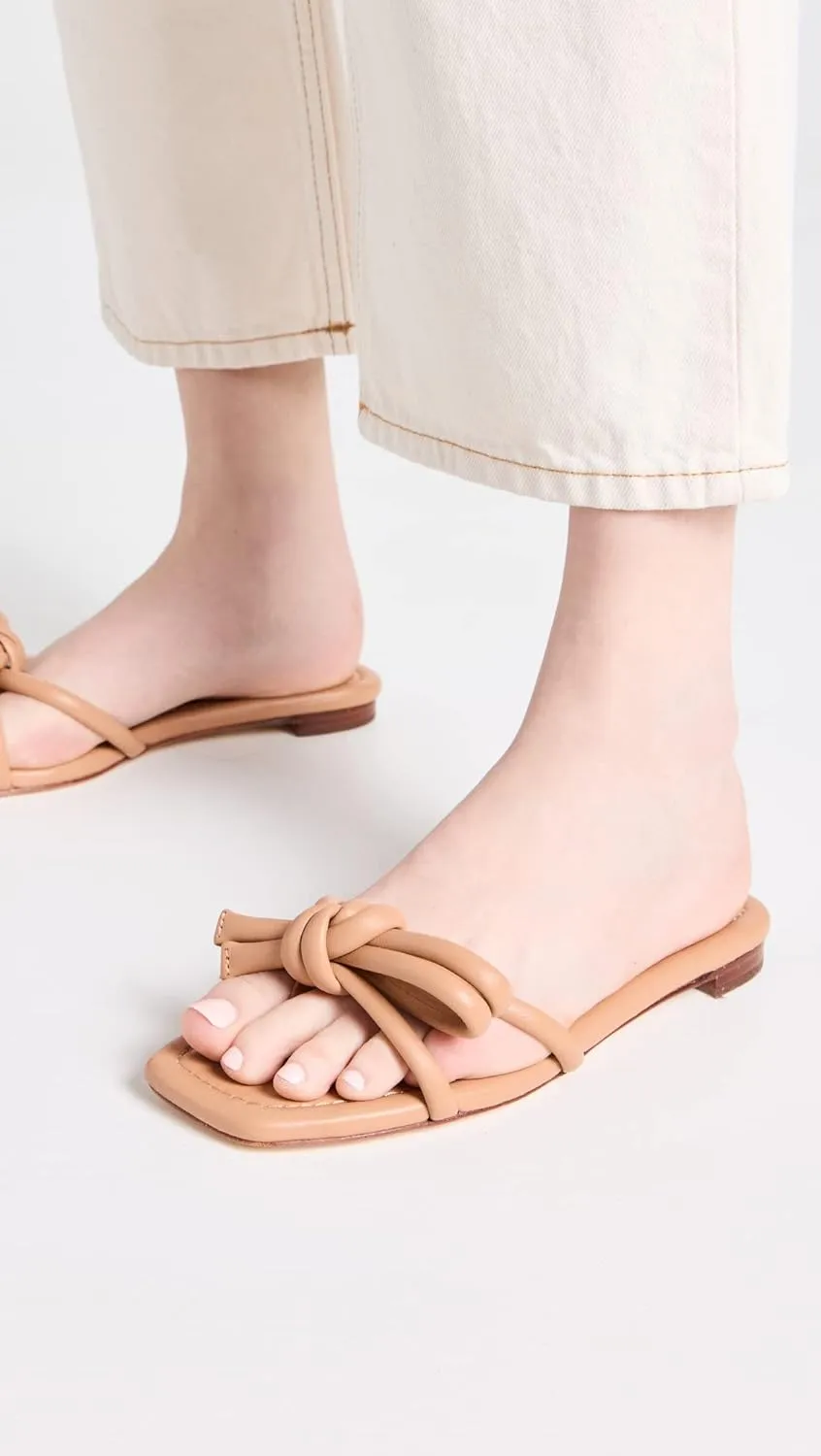 Loeffler Randall Women's Hadley Leather Bow Flat Sandals