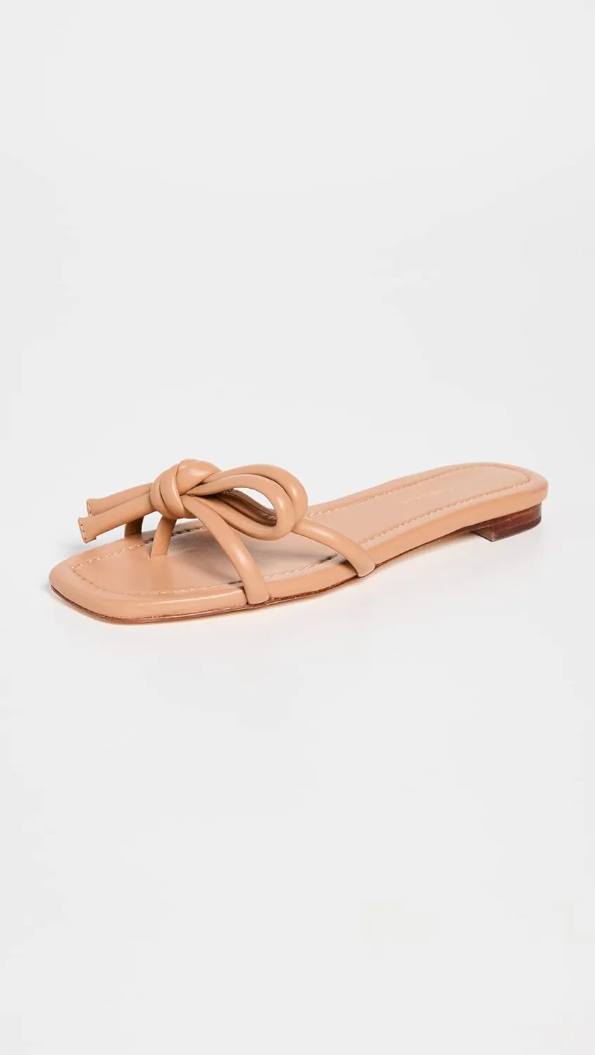 Loeffler Randall Women's Hadley Leather Bow Flat Sandals
