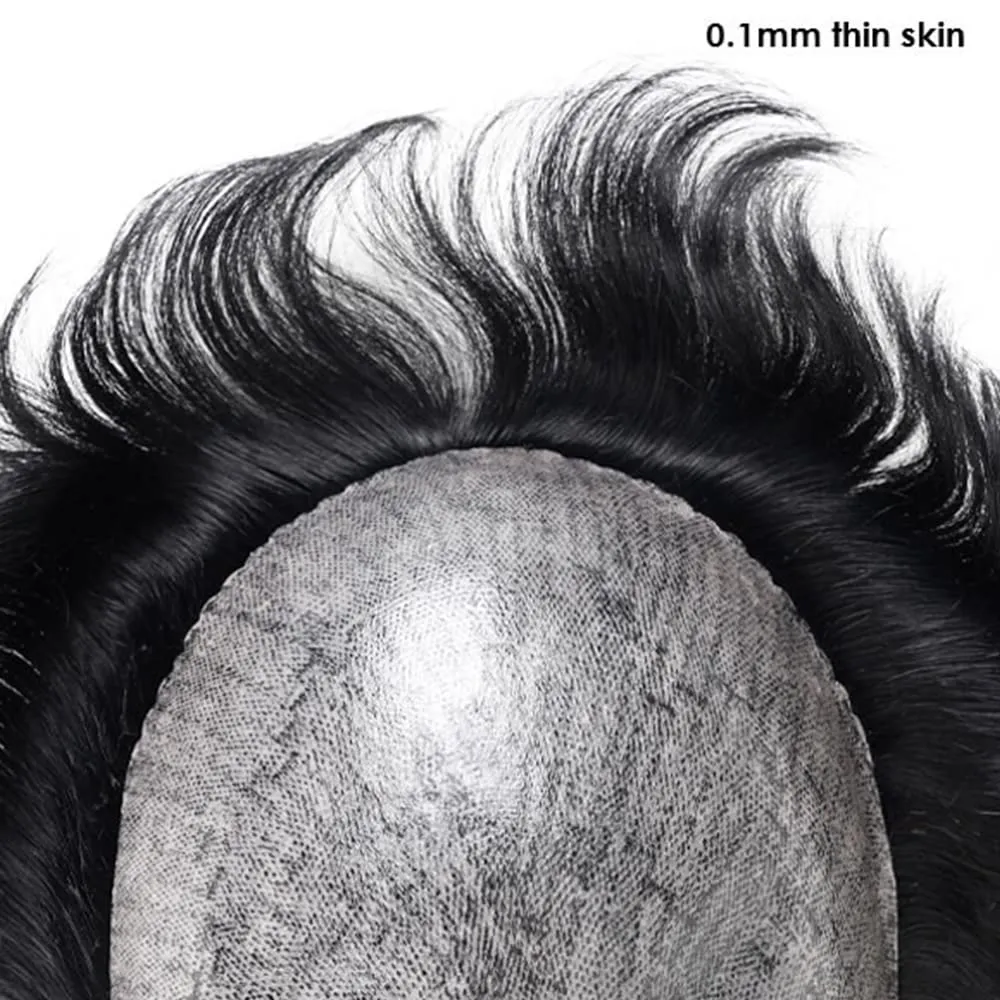 Lordhair Toupee for Men Thin Skin with Gauze Durable Hair System Men's Hairpieces 8x10 Inches Base (8x10)#2