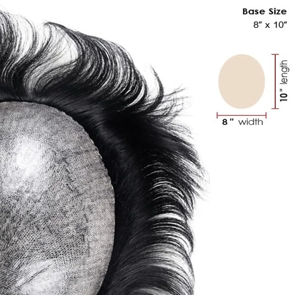 Lordhair Toupee for Men Thin Skin with Gauze Durable Hair System Men's Hairpieces 8x10 Inches Base (8x10)#2
