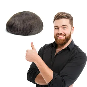 Lordhair Toupee for Men Thin Skin with Gauze Durable Hair System Men's Hairpieces 8x10 Inches Base (8x10)#2