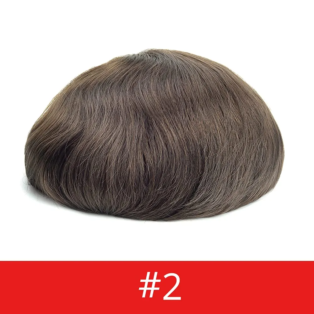 Lordhair Toupee for Men Thin Skin with Gauze Durable Hair System Men's Hairpieces 8x10 Inches Base (8x10)#2