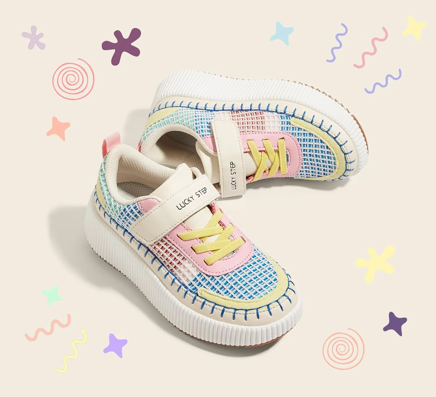 LUCKY STEP Kid's Glitter Running Sneaker Sparkly Braided Shiny Bling Princess Shoes School Athletic Walking Shoes for Children/Boys/Girls