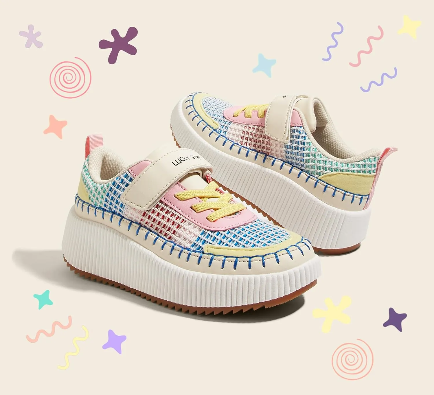 LUCKY STEP Kid's Glitter Running Sneaker Sparkly Braided Shiny Bling Princess Shoes School Athletic Walking Shoes for Children/Boys/Girls