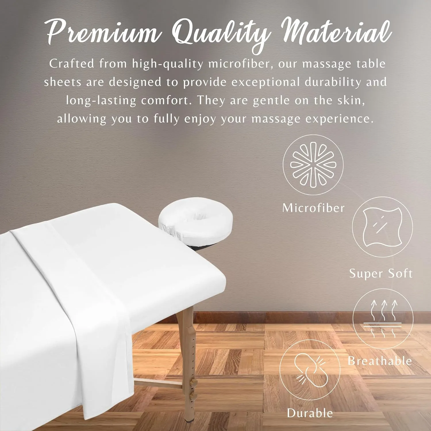 Lukeville Luxury Linen Microfiber Massage Table Sheets 3 Piece Set Ultra-Light, Wrinkle-Resistant Premium Facial Bed Cover Includes Massage Flat and Fitted Sheet with Massage Face Rest Cover- White