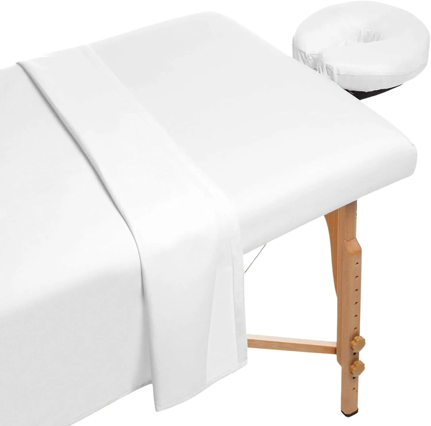 Lukeville Luxury Linen Microfiber Massage Table Sheets 3 Piece Set Ultra-Light, Wrinkle-Resistant Premium Facial Bed Cover Includes Massage Flat and Fitted Sheet with Massage Face Rest Cover- White