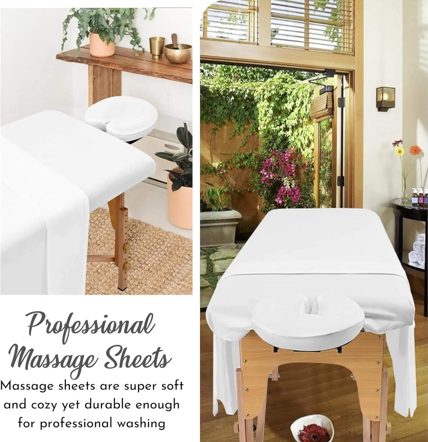 Lukeville Luxury Linen Microfiber Massage Table Sheets 3 Piece Set Ultra-Light, Wrinkle-Resistant Premium Facial Bed Cover Includes Massage Flat and Fitted Sheet with Massage Face Rest Cover- White