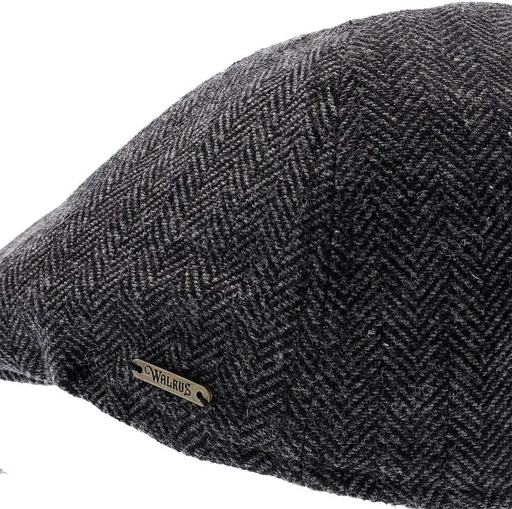 Luxe End Game Duckbill Cap - Wool Blend Classic 6-Panel Design with Comfort Stretch Fit 2 ¼" Brim Featuring Suede Underside
