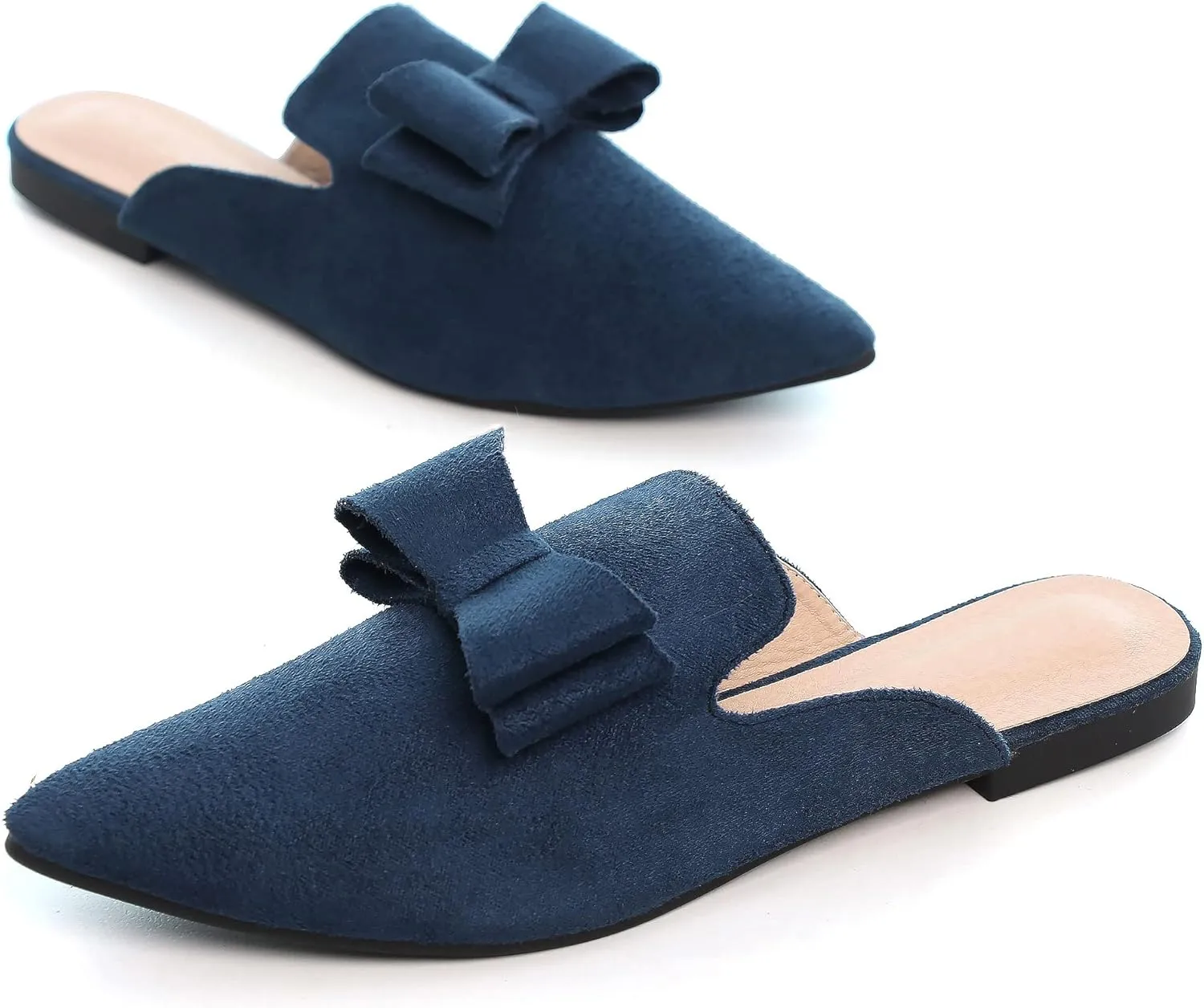 LUXINYU Women Slides-Sandals,Classic French Elegant Bow Pointed Toe Slippers, Flat-shaped Light Sandals, Soft and Comfortable Slides-Sandals
