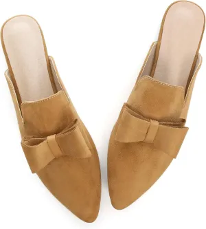LUXINYU Women Slides-Sandals,Classic French Elegant Bow Pointed Toe Slippers, Flat-shaped Light Sandals, Soft and Comfortable Slides-Sandals