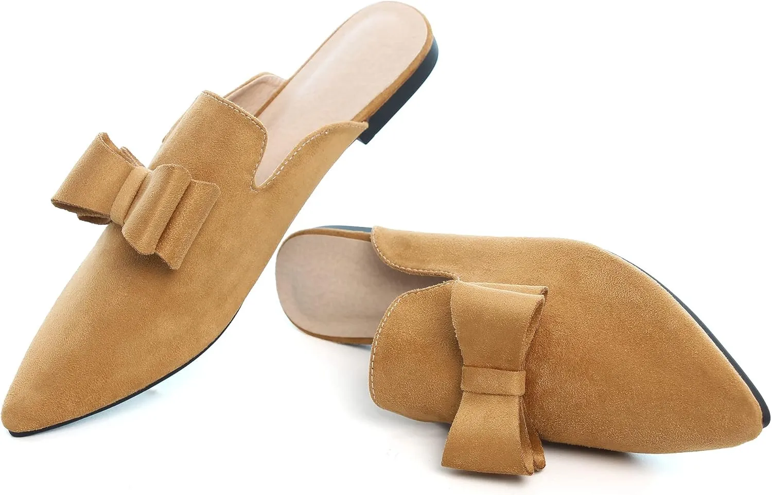LUXINYU Women Slides-Sandals,Classic French Elegant Bow Pointed Toe Slippers, Flat-shaped Light Sandals, Soft and Comfortable Slides-Sandals