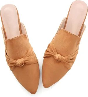 LUXINYU Women Slides-Sandals,Classic French Elegant Bow Pointed Toe Slippers, Flat-shaped Light Sandals, Soft and Comfortable Slides-Sandals