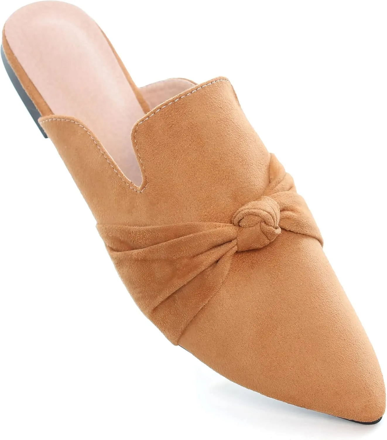 LUXINYU Women Slides-Sandals,Classic French Elegant Bow Pointed Toe Slippers, Flat-shaped Light Sandals, Soft and Comfortable Slides-Sandals