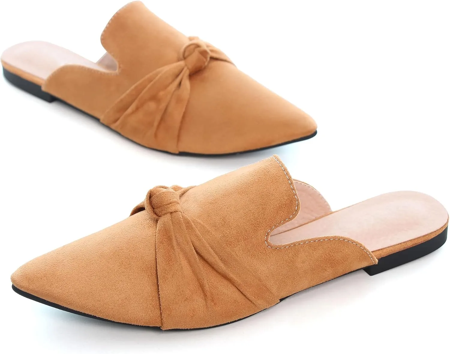 LUXINYU Women Slides-Sandals,Classic French Elegant Bow Pointed Toe Slippers, Flat-shaped Light Sandals, Soft and Comfortable Slides-Sandals