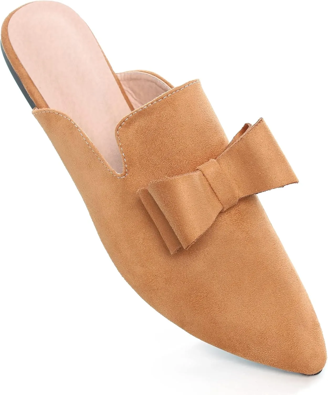 LUXINYU Women Slides-Sandals,Classic French Elegant Bow Pointed Toe Slippers, Flat-shaped Light Sandals, Soft and Comfortable Slides-Sandals