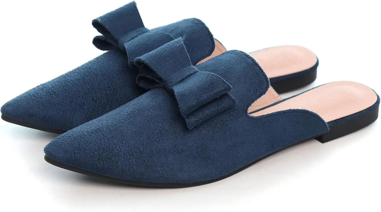 LUXINYU Women Slides-Sandals,Classic French Elegant Bow Pointed Toe Slippers, Flat-shaped Light Sandals, Soft and Comfortable Slides-Sandals
